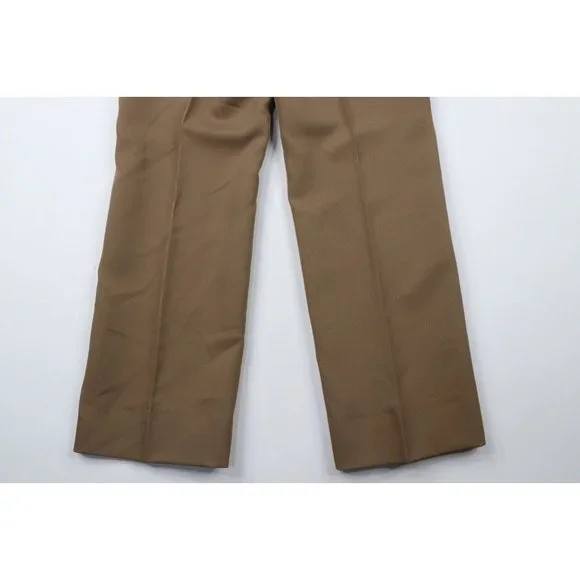 Vtg 60s Streetwear Mens 30x30 Knit Wide Leg Bell Bottoms Chino Pants Brown USA